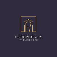 EZ initial square logo design, modern and luxury real estate logo style vector