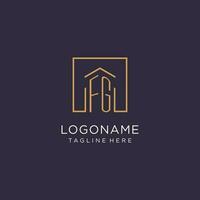 FG initial square logo design, modern and luxury real estate logo style vector