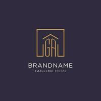 GA initial square logo design, modern and luxury real estate logo style vector