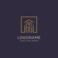 GG initial square logo design, modern and luxury real estate logo style vector