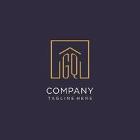 GQ initial square logo design, modern and luxury real estate logo style vector