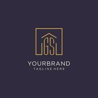 GS initial square logo design, modern and luxury real estate logo style vector