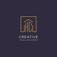 HC initial square logo design, modern and luxury real estate logo style vector