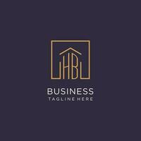 HB initial square logo design, modern and luxury real estate logo style vector