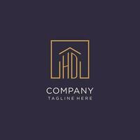 HD initial square logo design, modern and luxury real estate logo style vector