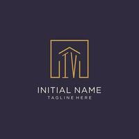 IV initial square logo design, modern and luxury real estate logo style vector