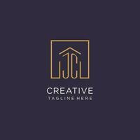 JC initial square logo design, modern and luxury real estate logo style vector