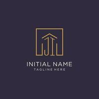 JI initial square logo design, modern and luxury real estate logo style vector