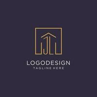 JL initial square logo design, modern and luxury real estate logo style vector