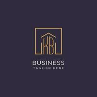 KB initial square logo design, modern and luxury real estate logo style vector