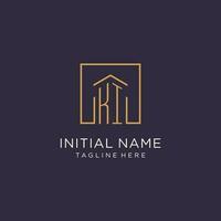 KI initial square logo design, modern and luxury real estate logo style vector