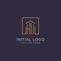 KU initial square logo design, modern and luxury real estate logo style vector