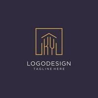 KY initial square logo design, modern and luxury real estate logo style vector