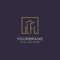 LF initial square logo design, modern and luxury real estate logo style vector