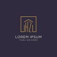 KZ initial square logo design, modern and luxury real estate logo style vector