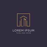 LM initial square logo design, modern and luxury real estate logo style vector