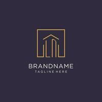 LN initial square logo design, modern and luxury real estate logo style vector