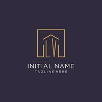 LV initial square logo design, modern and luxury real estate logo style vector