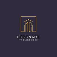 MG initial square logo design, modern and luxury real estate logo style vector