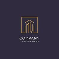 MQ initial square logo design, modern and luxury real estate logo style vector