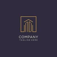 ND initial square logo design, modern and luxury real estate logo style vector