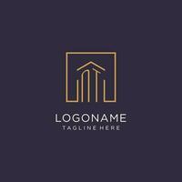 NT initial square logo design, modern and luxury real estate logo style vector