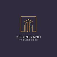 OF initial square logo design, modern and luxury real estate logo style vector