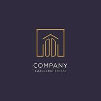 OD initial square logo design, modern and luxury real estate logo style vector