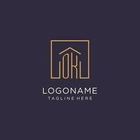 OK initial square logo design, modern and luxury real estate logo style vector