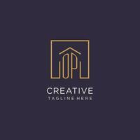 OP initial square logo design, modern and luxury real estate logo style vector