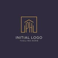 PH initial square logo design, modern and luxury real estate logo style vector