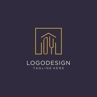 OY initial square logo design, modern and luxury real estate logo style vector