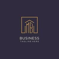 MB initial square logo design, modern and luxury real estate logo style vector