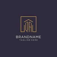QA initial square logo design, modern and luxury real estate logo style vector
