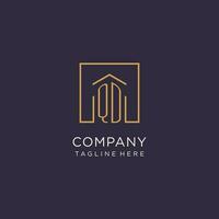 QD initial square logo design, modern and luxury real estate logo style vector