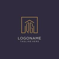 QG initial square logo design, modern and luxury real estate logo style vector