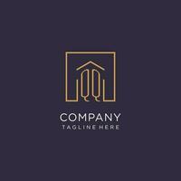 QQ initial square logo design, modern and luxury real estate logo style vector