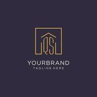 QS initial square logo design, modern and luxury real estate logo style vector