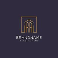 RA initial square logo design, modern and luxury real estate logo style vector