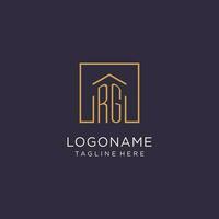 RG initial square logo design, modern and luxury real estate logo style vector