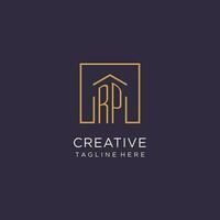 RP initial square logo design, modern and luxury real estate logo style vector
