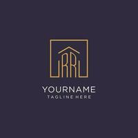 RR initial square logo design, modern and luxury real estate logo style vector