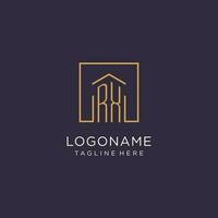 RX initial square logo design, modern and luxury real estate logo style vector