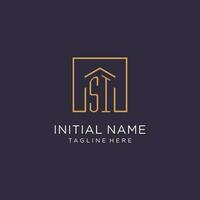 SI initial square logo design, modern and luxury real estate logo style vector