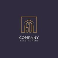 SD initial square logo design, modern and luxury real estate logo style vector