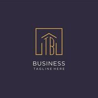 TB initial square logo design, modern and luxury real estate logo style vector