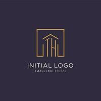TH initial square logo design, modern and luxury real estate logo style vector