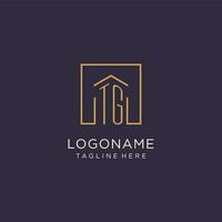 TG initial square logo design, modern and luxury real estate logo style vector