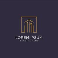 TM initial square logo design, modern and luxury real estate logo style vector