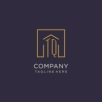 TQ initial square logo design, modern and luxury real estate logo style vector